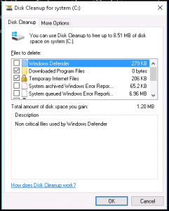 Nettoyage de disque dans Windows Server 2016 TP5