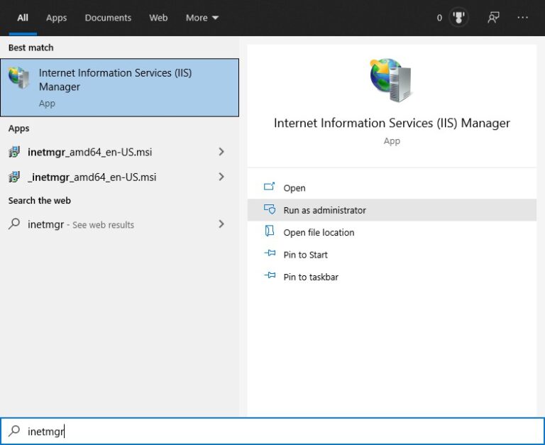 IIS Manager for Remote Administration in Windows 10
