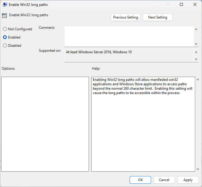 Enable Win32 long paths Windows11/10 through gpedit.msc - 02