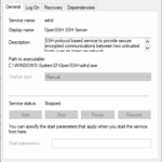 OpenSSH SSH Server Properties in Windows Server