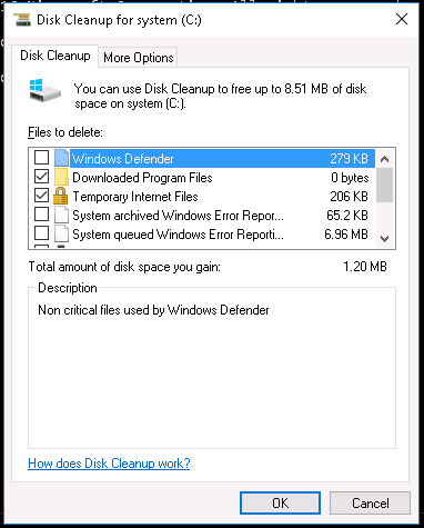 Disk Cleanup for system GUI tool in Windows Server 2016