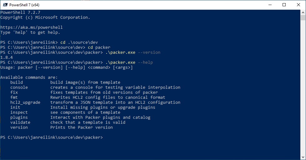 Packer by HashiCorp on the comand-prompt