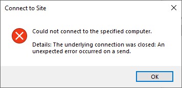 Connect to Site Could not connect to the specified computer