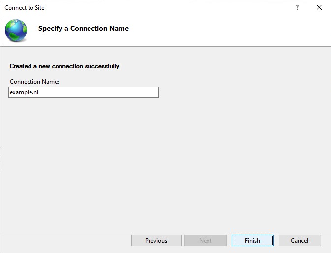 IIS Manager Specify a Connection Name