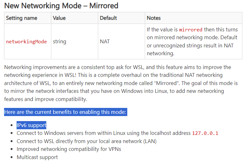 IPv6 in WSL2 announement