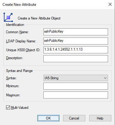 Create New sshPublicKey Attribute