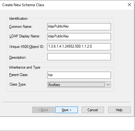 new Schema Class ldapPublicKey