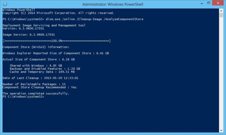 Analyze Component Store size with DISM in PowerShell