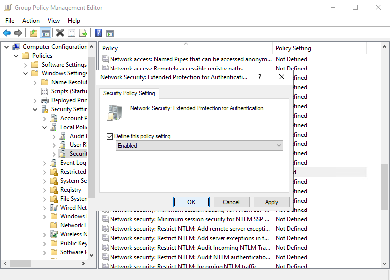 Extended Protection for Authentication GPO