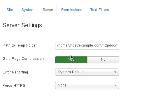 GZip compression in Joomla