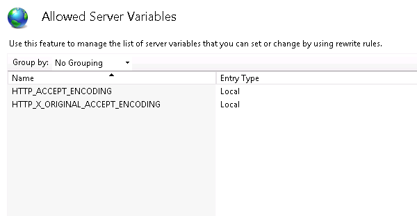 IIS Manager Allowed Server Variables